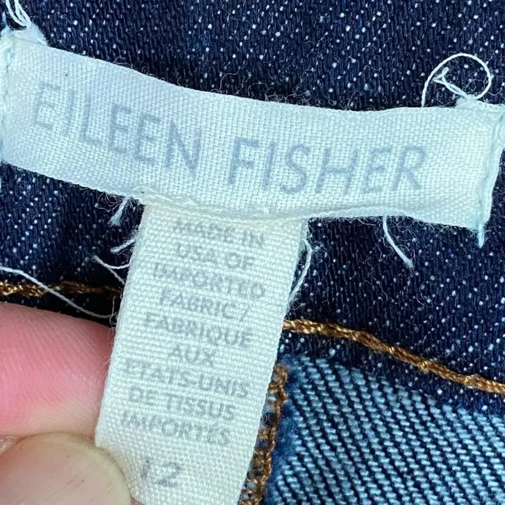 Eileen Fisher High Rise Jeans Sz 12 Dark Wash